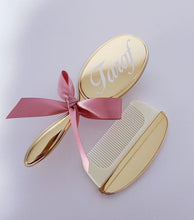 Load image into Gallery viewer, Gold Plated Baby Brush & Comb Set.