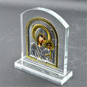 HOLY MOTHER & CHILD GLASS PLAQUE