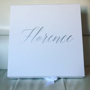 Large White Keepsake Box, Child’s hanger & Brush and Comb Set.