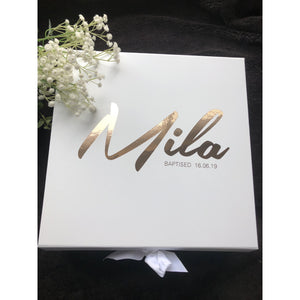 Large White Keepsake Box, Child’s hanger & Brush and Comb Set.