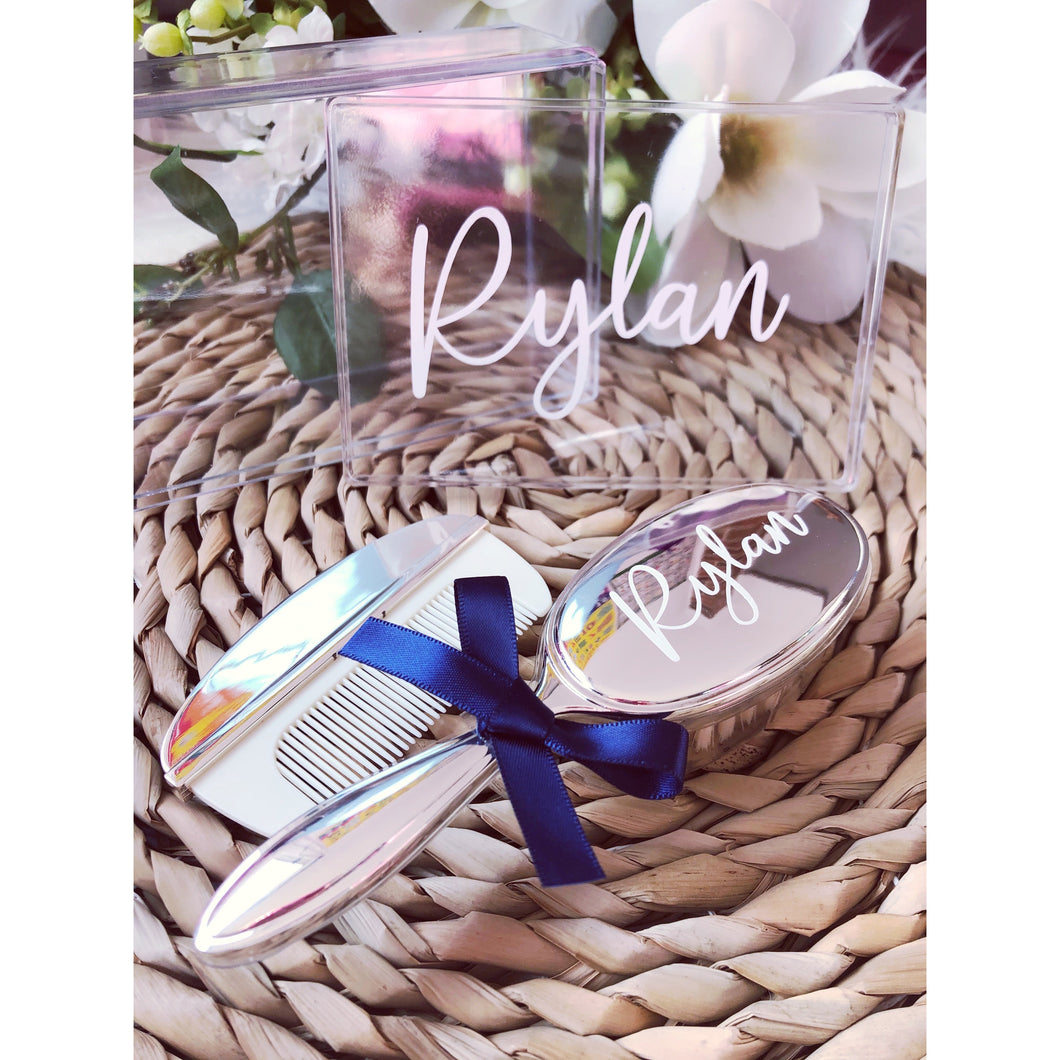 Silver Plated Baby Brush & Comb Set. 
